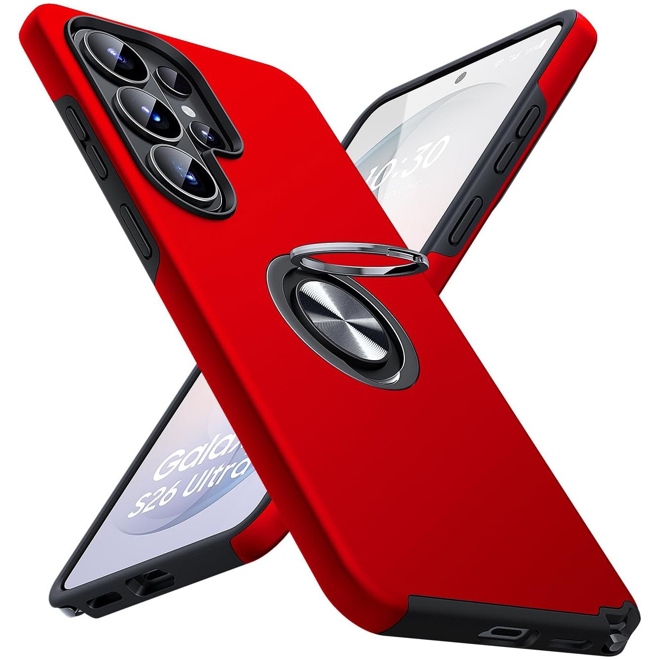 Husa MobileSmart pentru Samsung Galaxy S26 ULTRA, Inel Rotativ 360°, Suport Auto Magnetic, Protectie Camera, Antisoc, Rosu