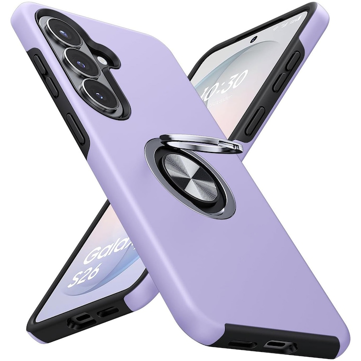 Husa MobileSmart pentru Samsung Galaxy S26, Inel Rotativ 360°, Suport Auto Magnetic, Protectie Camera, Antisoc, Mov