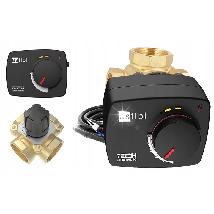 Szett szabályozó 4 út 5/4", Astibi, csendes 3 pontos, 230V, 120mp, szerelési tartozékok