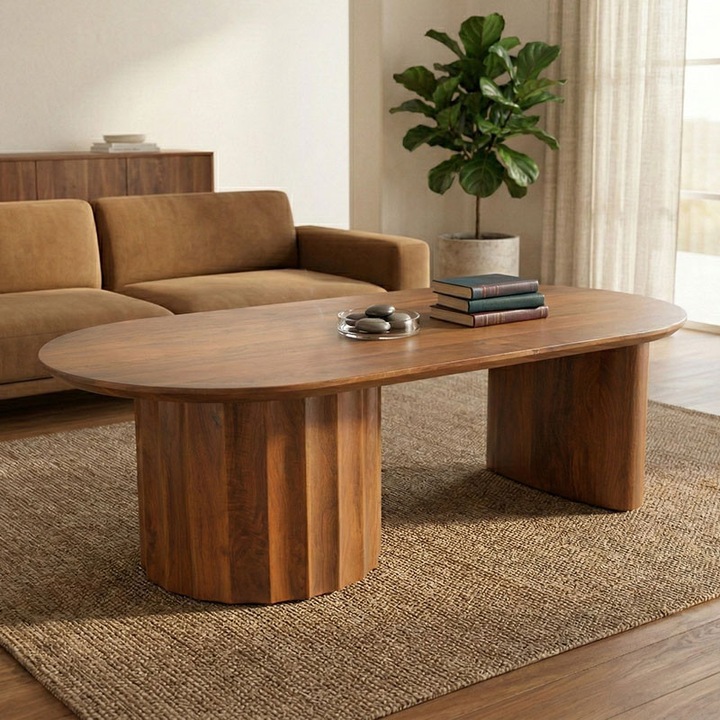 Masuta de cafea Flute, nuc, 130x65x40 cm