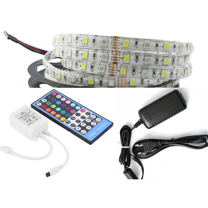 LED RGBW лента 2,5м, Skori LED, водоустойчива, контролер, захранване