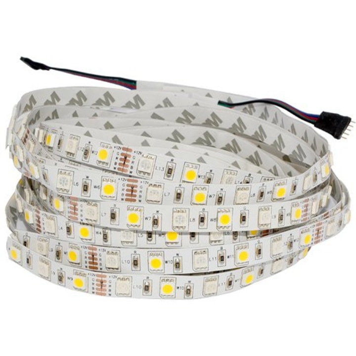 LED RGBW SMD 5050 лента, Бързи светодиоди, 5м, 300 LED, 10мм, бяла