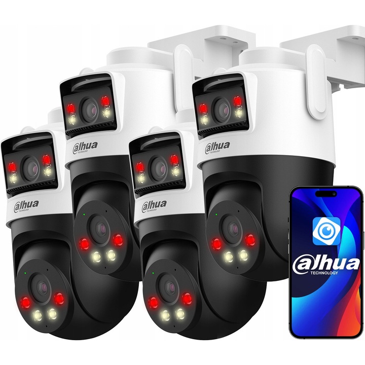 Комплект 4 IP камери Dahua P3D-3F-PV, 6Mpx, Dual-Lens, Wi-Fi, 2880x1620, IP66, 159,4x119,1x210mm