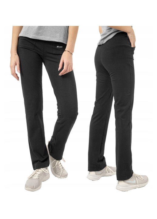 Pantaloni sportivi dama, Rennox, picior drept, negru, bumbac