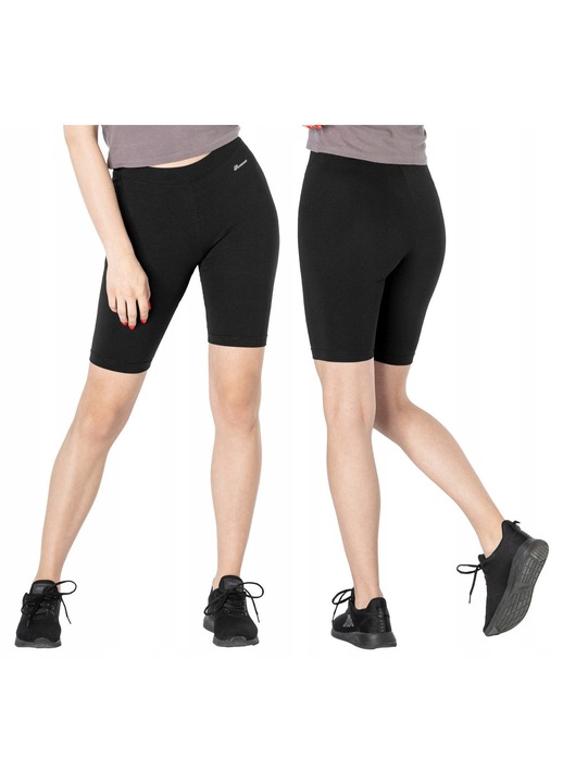 Pantaloni scurti sportivi dama RENNOX 216, elastic, respirabil, negru, bumbac