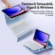Защитен калъф за Samsung Galaxy Tab S9 11 инча, AZFAMZOP™, с разглобяема Bluetooth клавиатура, протектор за екран от закалено стъкло, тъч писалка, безжична мишка, силиконова защита за клавиатура, тънък, син