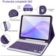 Защитен калъф за iPad Air 6 (2024) / Air 7 2025, AZFAMZOP™, с отделяща се Bluetooth клавиатура, тъч стилус, безжична мишка, силиконова защита за клавиатура, тънък, лилав