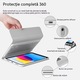 Защитен калъф за iPad 10/11-то поколение (A16) 2025, AZFAMZOP™, с подвижна Bluetooth клавиатура със 7 цвята подсветка, протектор за екран от закалено стъкло, тъч писалка, безжична мишка, силиконова защита за клавиатура, сив
