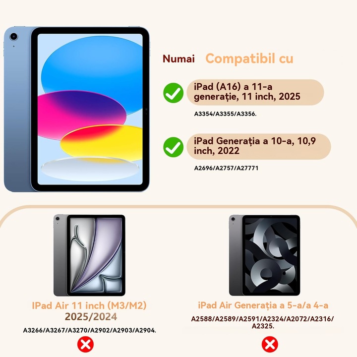 Защитен TPU калъф за iPad 10/11-то поколение (A16) 2025, AZFAMZOP™, включен протектор за екран от закалено стъкло, лек защитен калъф, розов
