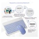 Комплект 4 в 1 Bluetooth клавиатура и безжична мишка, AZFAMZOP™, включва стилус писалка и силиконова защита за клавиатура, съвместим с таблети и телефони Apple / Samsung / Windows, лилав