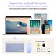 Комплект 4 в 1 Bluetooth клавиатура и безжична мишка, AZFAMZOP™, включва стилус писалка и силиконова защита за клавиатура, съвместим с таблети и телефони Apple / Samsung / Windows, лилав