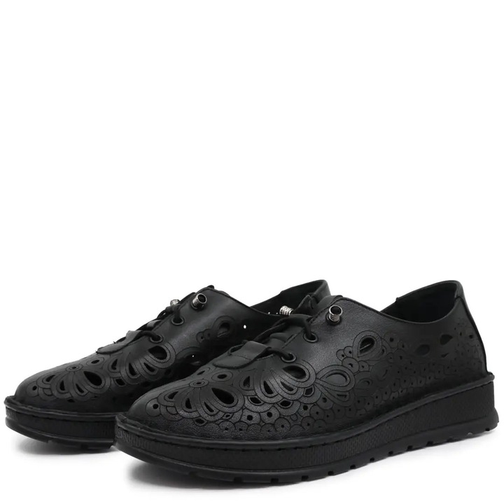 Pantofi dama, Glemis, Model f-4.69, Piele naturala, Negru