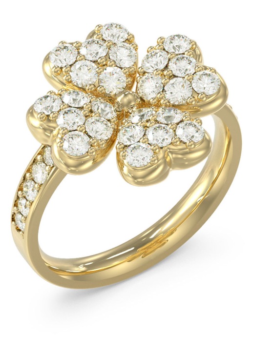 Inel Guess, model JUBR06046JWYG52, inoxidabil, cu pietre albe Zircon, marimea 52