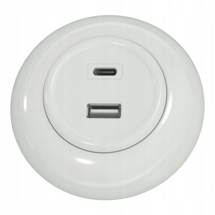 USB-C USB-A beépíthető aljzat fehér LOFT kerettel PD 3.0 QC 3.0, Alkri-Light