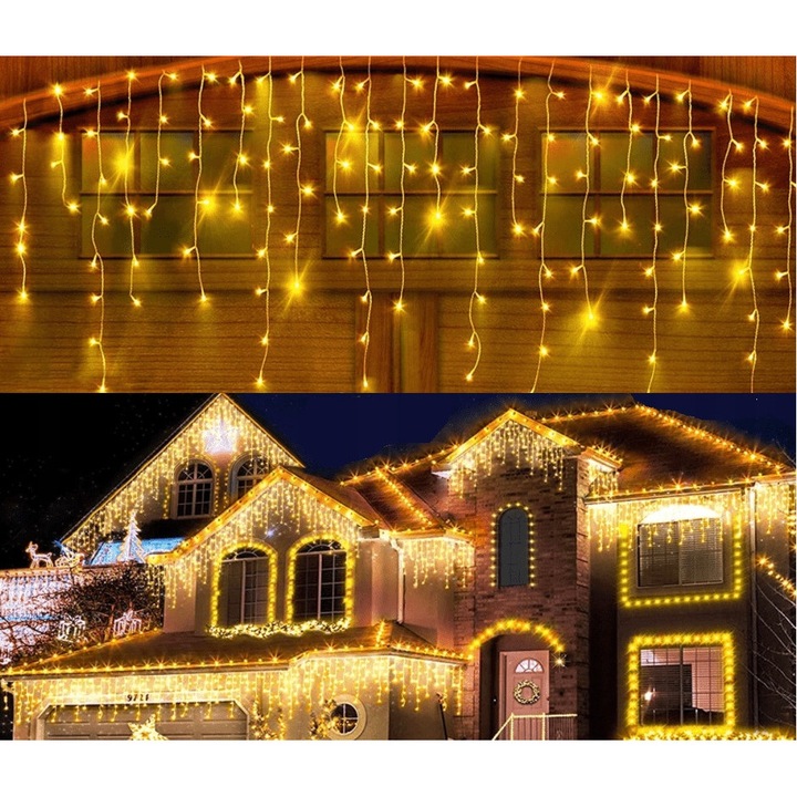 Светеща завеса Eddcom, 500 LED, топло бяло, 24м, за вътрешна и външна употреба