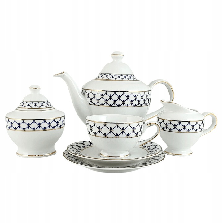 Teáskészlet 6 személyes, Bogucice, 15 darabos, 180 ml, 9x6cm, fehér