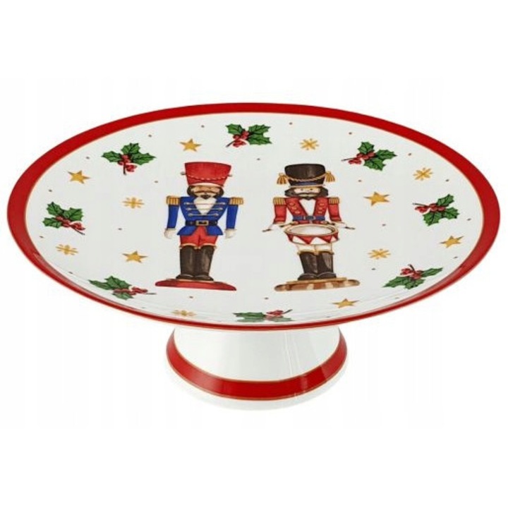 Tortaállvány Cicha Noc, Bogucice, 22cm, piros, porcelán
