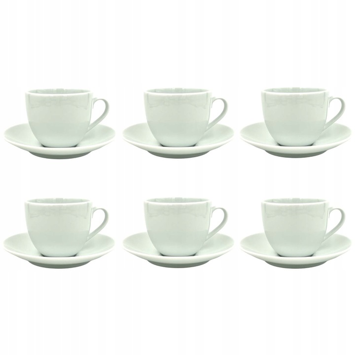 6 db csésze és alátét készlet 320 ml Base White, Bogucice, fehér, elegáns