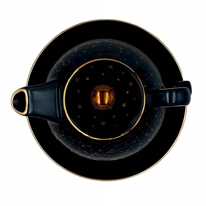 Tea For One Zodiac Black teáskanna és csésze szett, 300ml, Porcelán