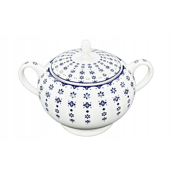 Vaza decorativa Bogucice, model Lolita, 3L, alb-albastru, 1 element