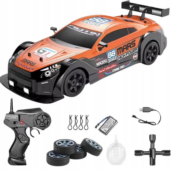 RC drift autó 1:16, IN, 4x4, 18 km/h, füsthatás, méretek 29x12x8 cm