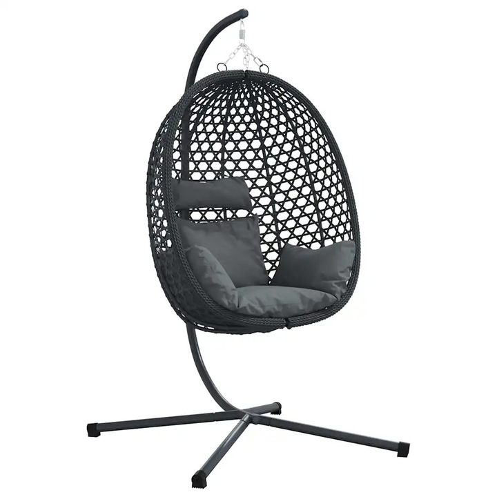 Scaun suspendat vidaXL, ou antracit si gri 104 x 100 x 191 cm poliratan