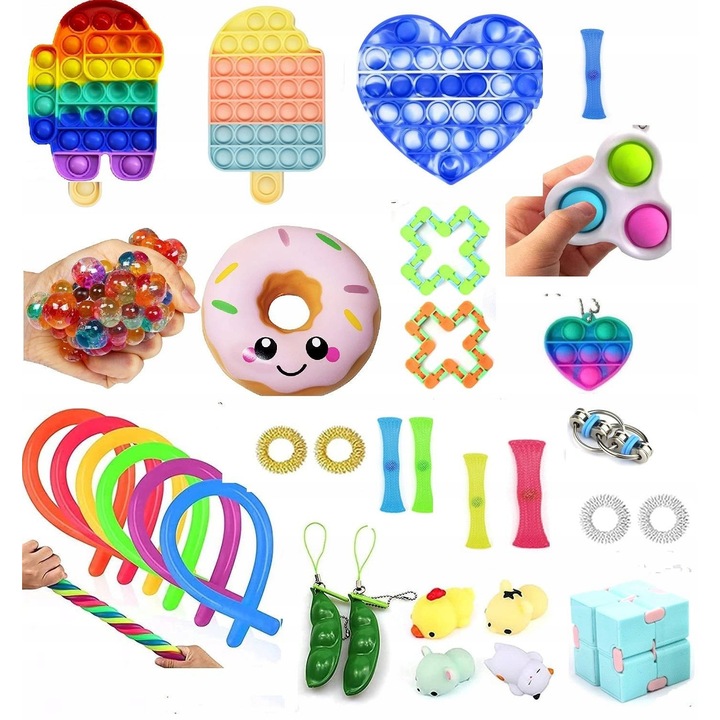 Голям комплект антистрес играчки Fidget Toys 32, MPMAX, многоцветен, за всички възрасти
