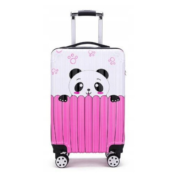 Детски куфар MPMAX, PANDA, 55x34x24см, 4 колела, с телескопична дръжка, с шифър, многоцветен