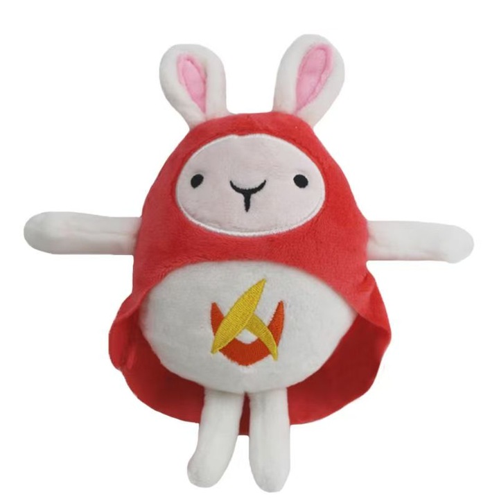 Jucarie de plus Bing Bunny AjieQaQ, Personajul Hoppity, Moale si Catifelat, 18-19 cm, Roz, Detalii Brodate