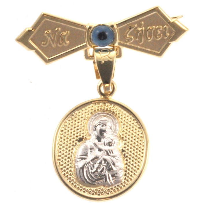 E-ORO gyermek ékszerek, Panagitsa Chryse 9K, mataki design, krém, 1x1cm