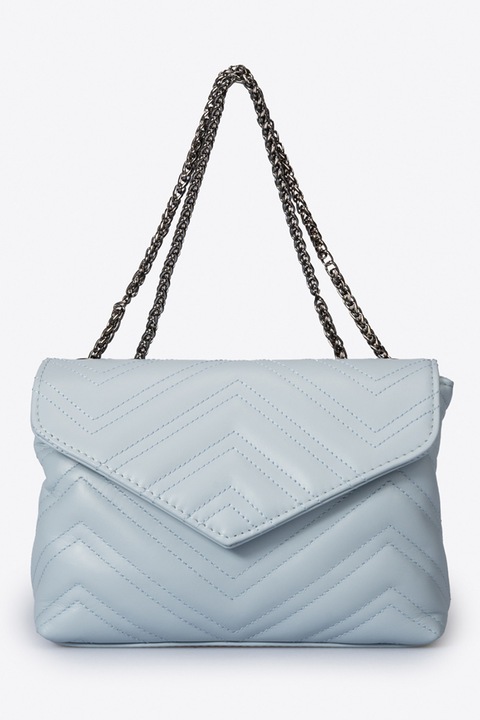 Massimo Castelli, Geanta crossbody de piele cu bareta de lant convertibila, Albastru glaciar