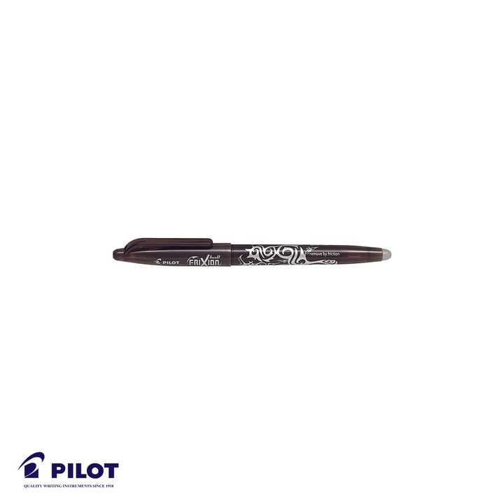 Roller 0.7mm maro Pilot FriXion Ball, cerneala termosensibila, stergere fara deteriorarea hartiei
