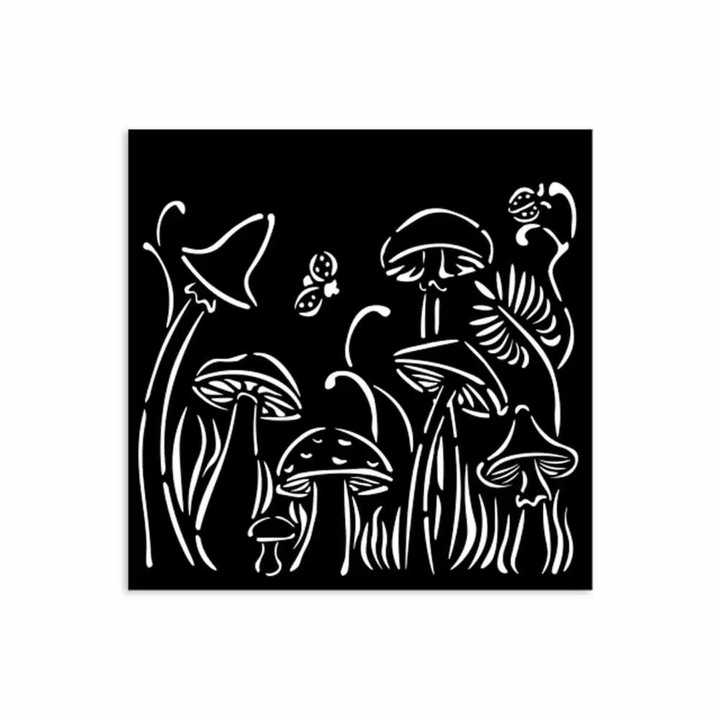 Дебел шаблон см 12X12 - Hidden Grove mushrooms
