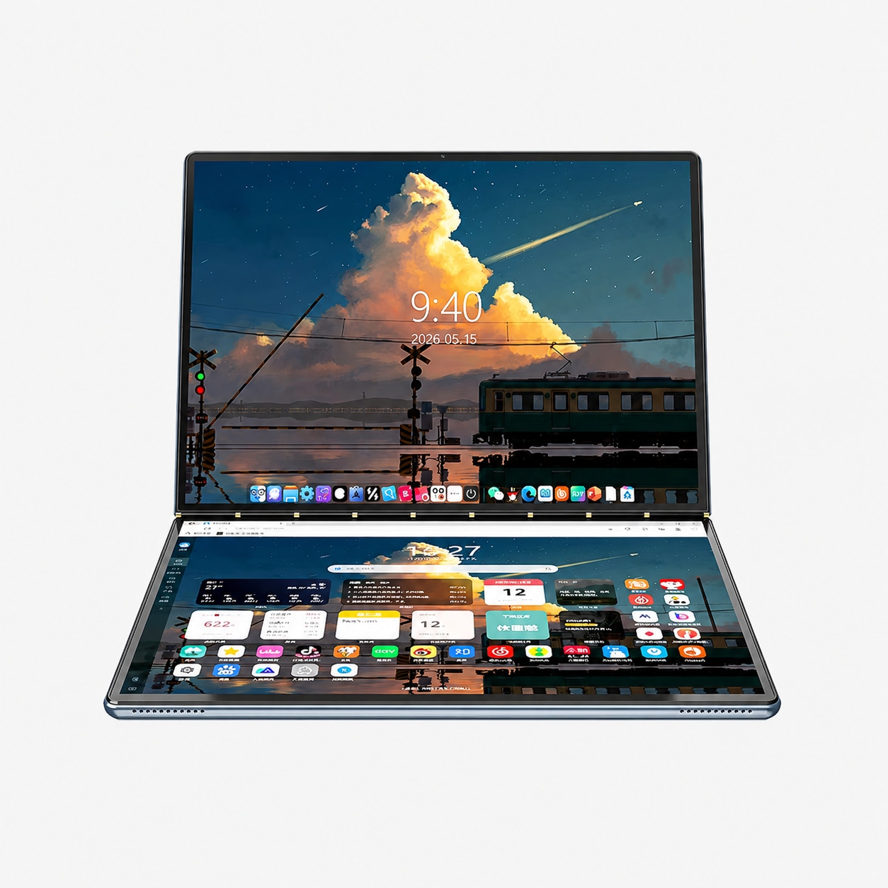 Laptop DS20 cu ecran dublu 360, Intel N150, 32GB RAM, 1TB SSD, 2*14 inch, Touch, 2240x1440, Windows 11