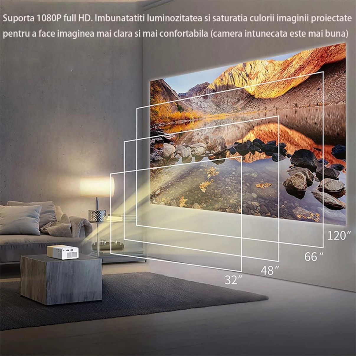 Mini Video Proiector Portabil LED, Full HD 1080P Support, HDMI USB AV ...