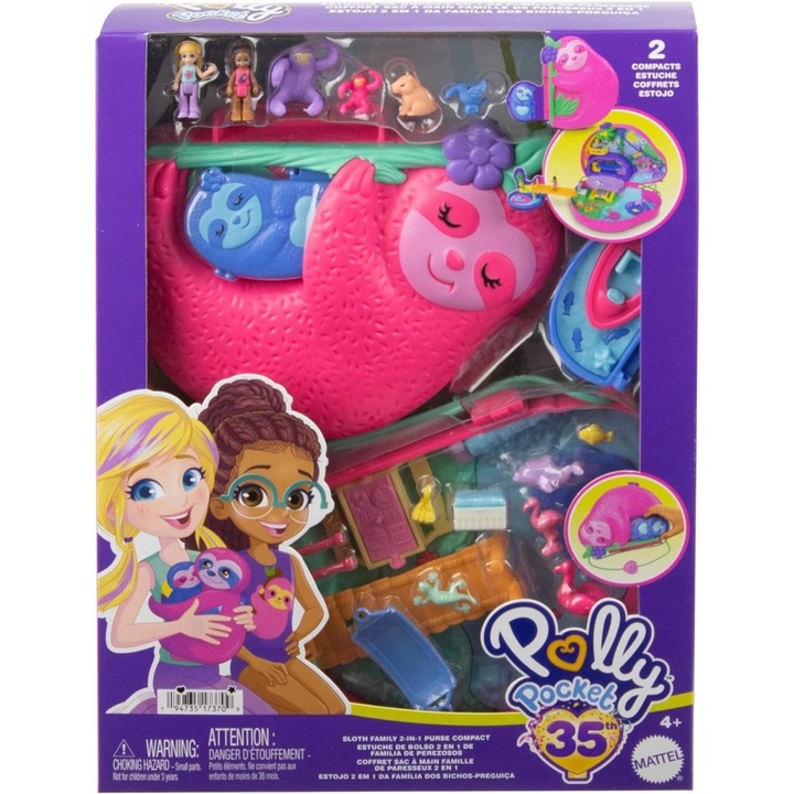 Set figurine Polly Pocket, Mattel, 2 mini păpuși, multicolor, 10cm