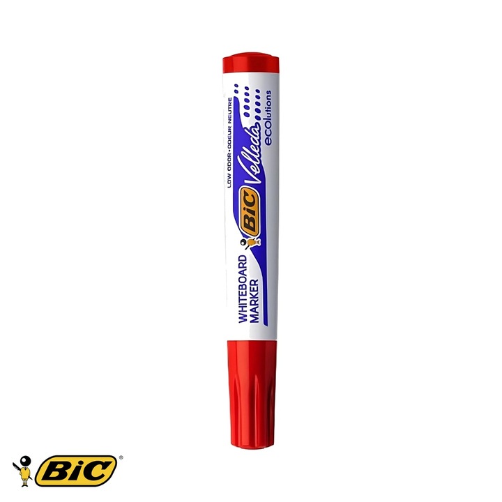Marker whiteboard Bic Velleda 1701, varf rotund 2.5 mm, cerneala rosie pe baza de alcool, pentru tabla alba