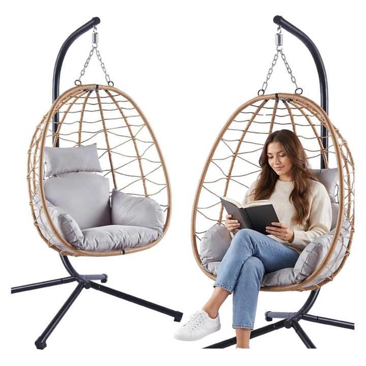 Balansoar suspendat de gradina Cocoon, maro, 110 cm, Lean 30644