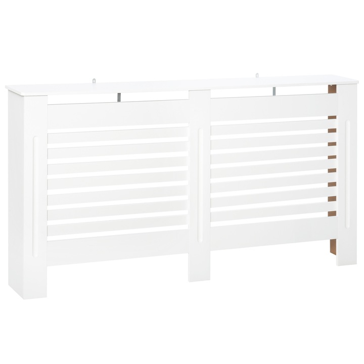 HOMCOM Acoperitor pentru calorifer cu lamele si raft superior, din lemn, 172x19x81 cm, alb