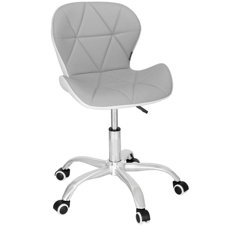 Ergonomikus forgószék műbőr kárpitozással, 120 kg teherbírás, állítható magasság, fehér-szürke
