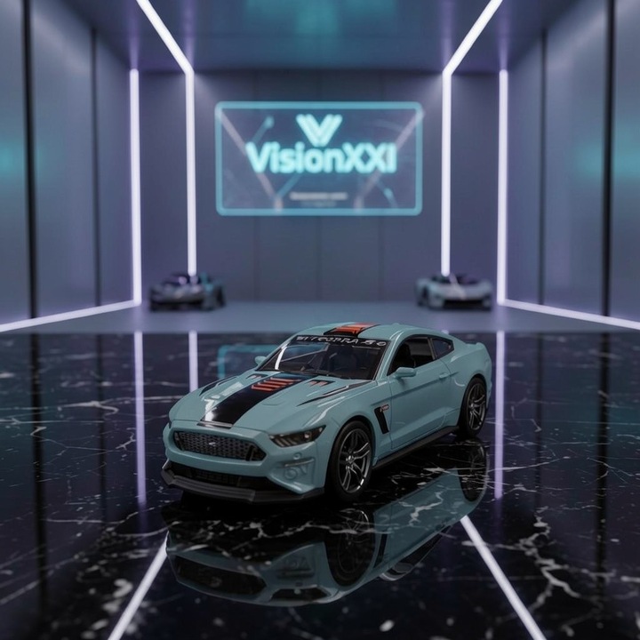 Ford Mustang "Cobra" modellautó 1/32 Szürke – Visszahúzós funkció és Nyitható ajtók