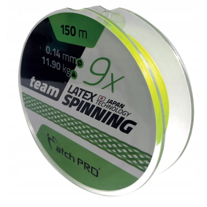 Match Pro 9x Team Spinning Latex horgászzsinór 0,12mm 150m, fluoreszkáló szín