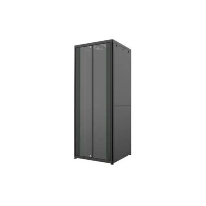19" 42U 800x2017x800mm fekete rack szekrény, összeszerelve, statikus terhelés 1000kg, alumínium/üveg ajtó, Mirsan MR.HD.GTN42U88.01