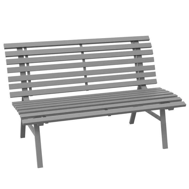 Banca de gradina, Outsunny, Aluminiu, 123 x 67 x 79 cm, Gri