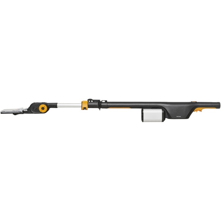Fiskars akkus elektromos fa-/kerti olló, 12 V, 1.3-1.7 m teleszkópos rúd, Lépésenkénti penge, 32 mm maximális vágási átmérő, Állítható vágófej, Kefe nélküli motor, Töltő és akkumulátor nélkül a csomagban