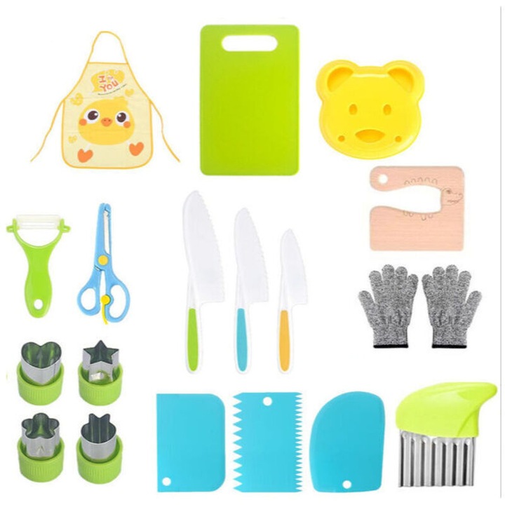 Set 19 piese cutite sigure pentru copii, lemn, multicolor, 31.7x20.7x4.6cm