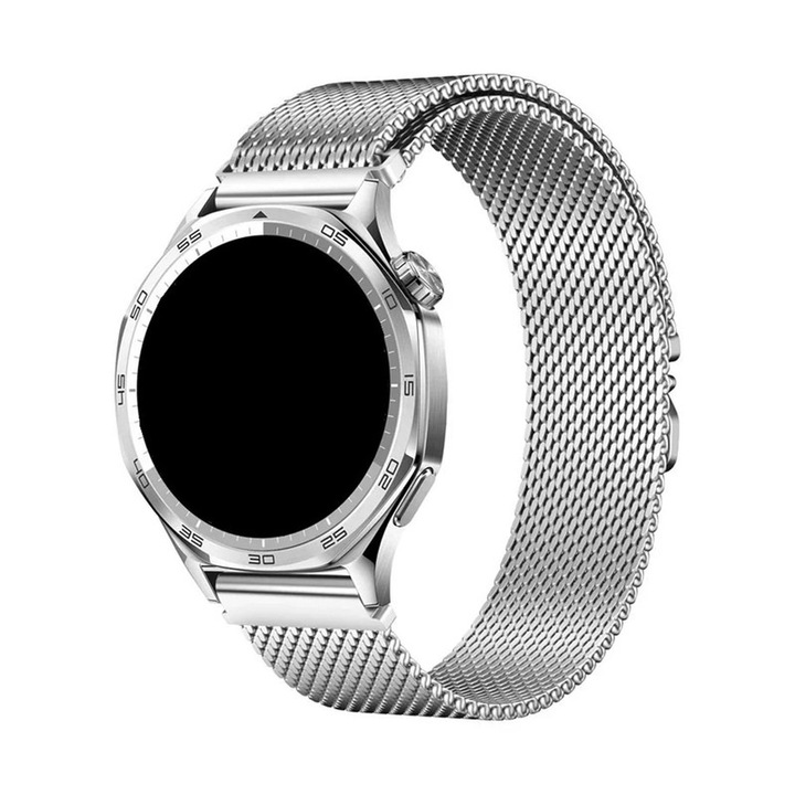 Каишка Milanese 22мм, съвместима с Huawei Watch GT6/GT6 Pro/GT5/GT5 Pro/Huawei Watch 5/GT4/GT4 Pro/GT3/GT3 Pro, Huawei 46мм, Samsung Galaxy Watch 46мм, Amazfit GTR 47мм, инокс, Omelivon®, сребрист