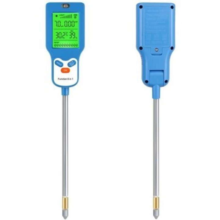 Masurator de pH profesional pentru alimente, cu sonda de temperatura, compensare automata a temperaturii, ecran LCD iluminat, unelte de masura