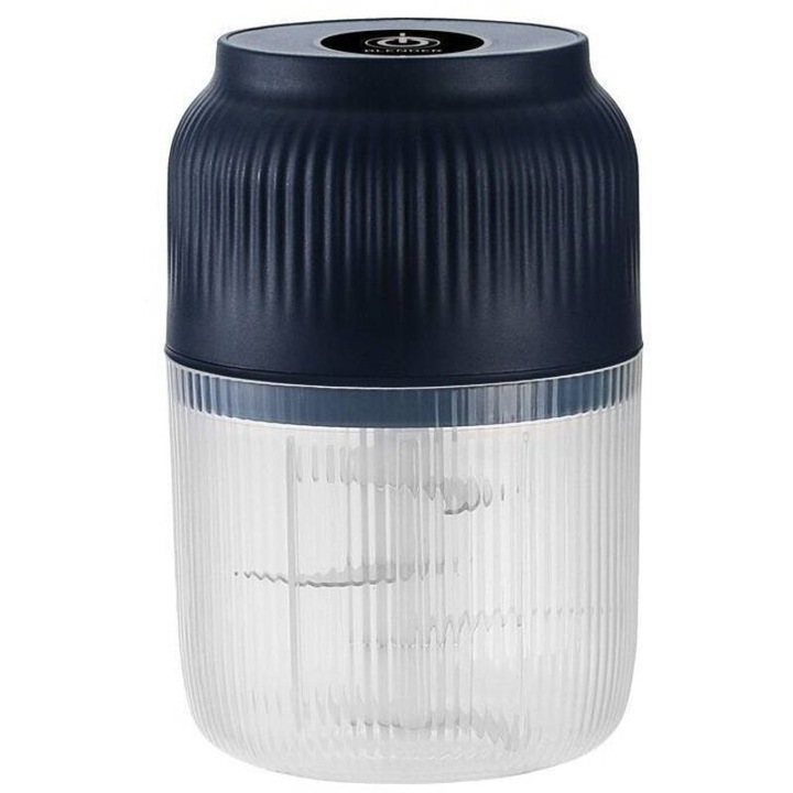 Tocator electric fara fir 400ml, 6 lame din otel inoxidabil, USB reincarcabil, albastru, 13x8x13cm