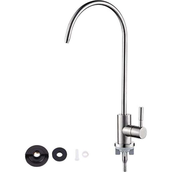Csaptelep, 1/4", krómozott rozsdamentes acél, hattyúnyak design, 360°-ban forgatható, 11.5x32cm